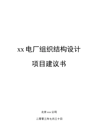 电厂组织结构设计项目建议书
