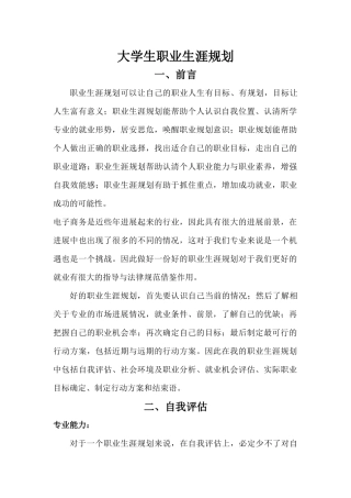 电子商务—大学生职业生涯规划