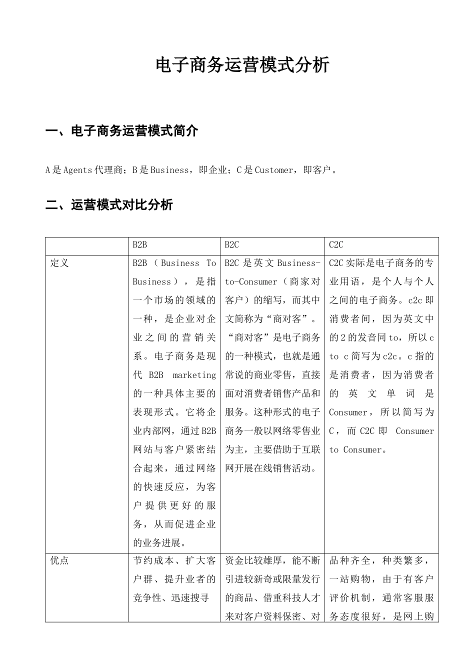 电子商务运营模式分析报告_第1页