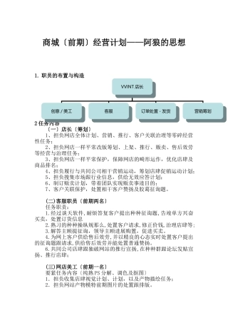 电子商务（前期）运营方案