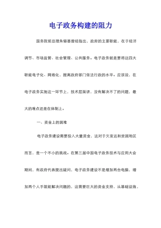 电子政务构建的阻力