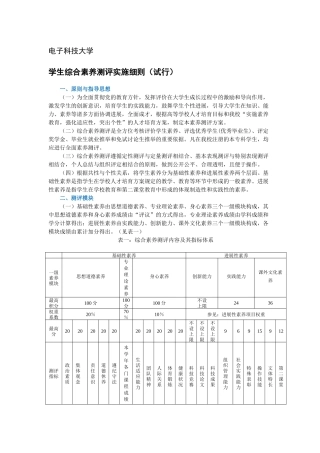 电子科技大学学生综合素质测评实施细则