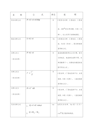 电工电子学基础常用公式总汇