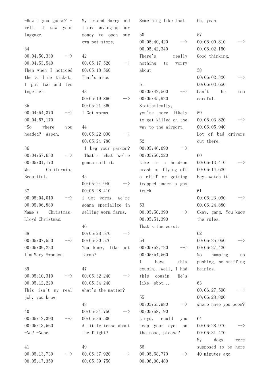 电影阿瓜和阿呆英文台词_第2页