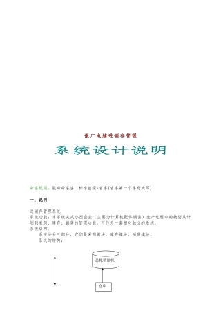 电脑进销存管理系统设计说明