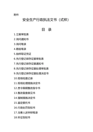 的安全生产行政执法文书
