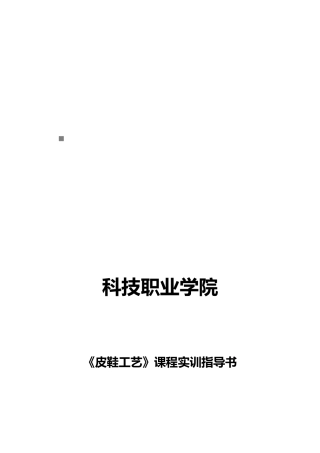皮鞋工艺课程实训的指南
