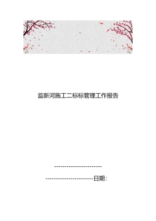 监新河施工二标标管理工作报告