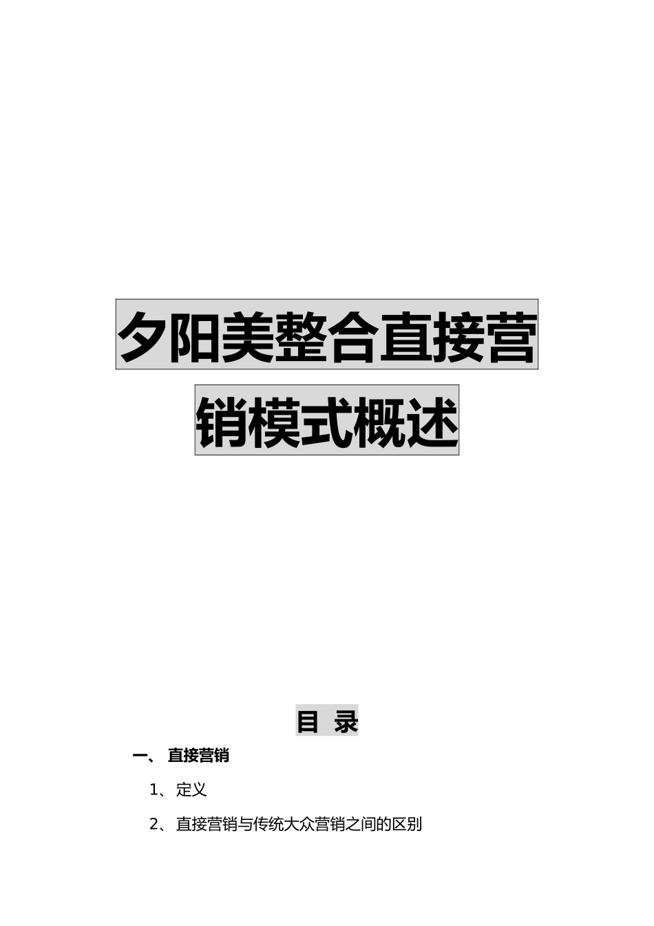 直接营销模式分析报告_第1页