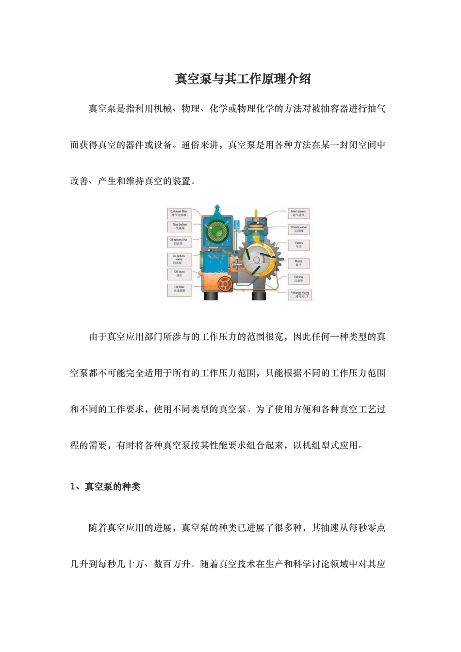 真空泵和工作原理的介绍_第1页