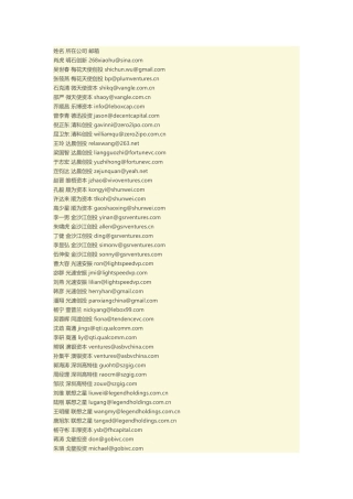 知名投资机构和投资人联系方式汇总