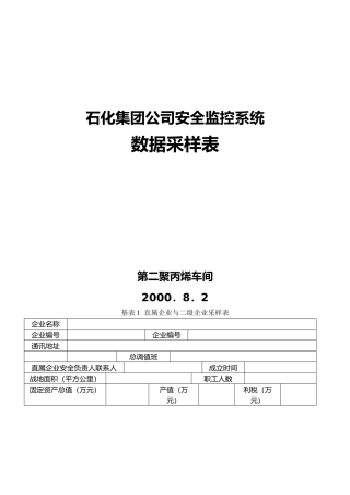 石化集团公司安全监控系统采样表