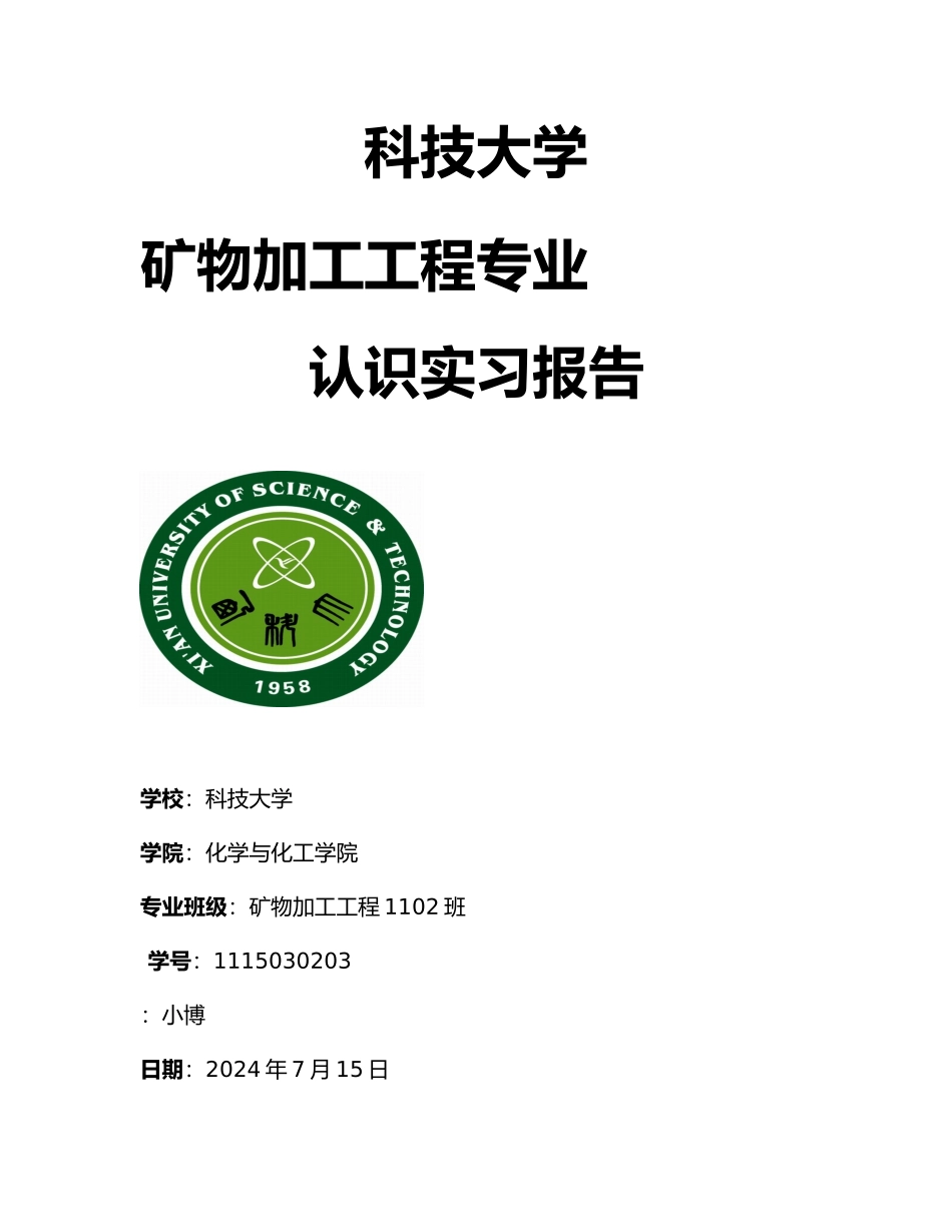 矿物加工工程认识实习报告范本_第2页