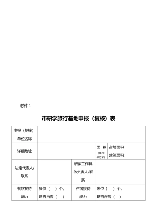 研学旅行申报表格模板