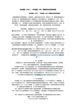 硬度对比与材料性能强度对照