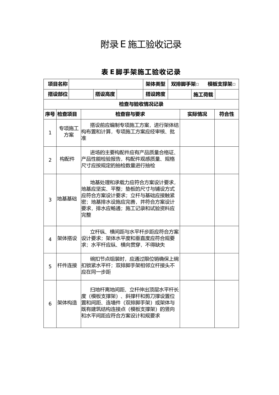 碗扣支架验收要求与验收表_第1页