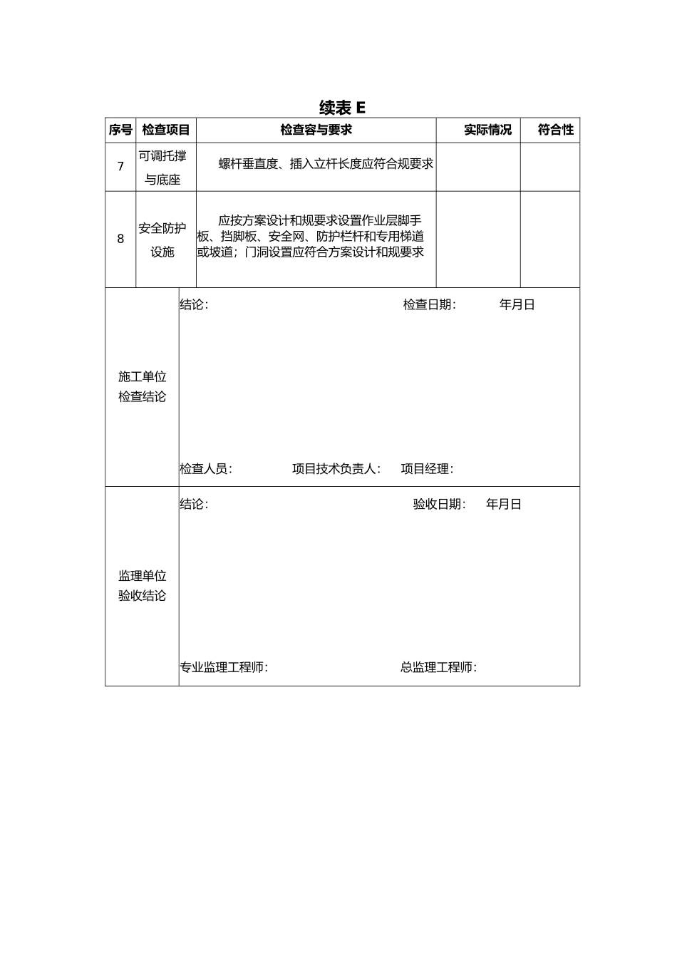 碗扣支架验收要求与验收表_第2页