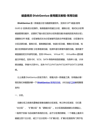 磁盘精灵DiskGenius使用图文教程—常用功能