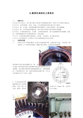 磨煤机行星减速机大修与诊断报告