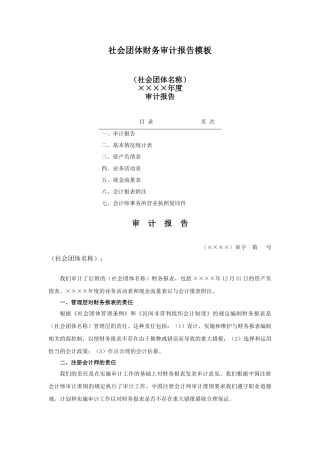 社会团体财务审计报告模板