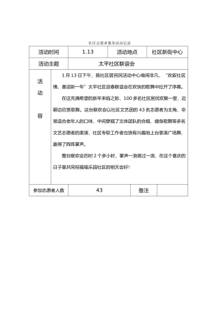 社区志愿者服务活动记录文本