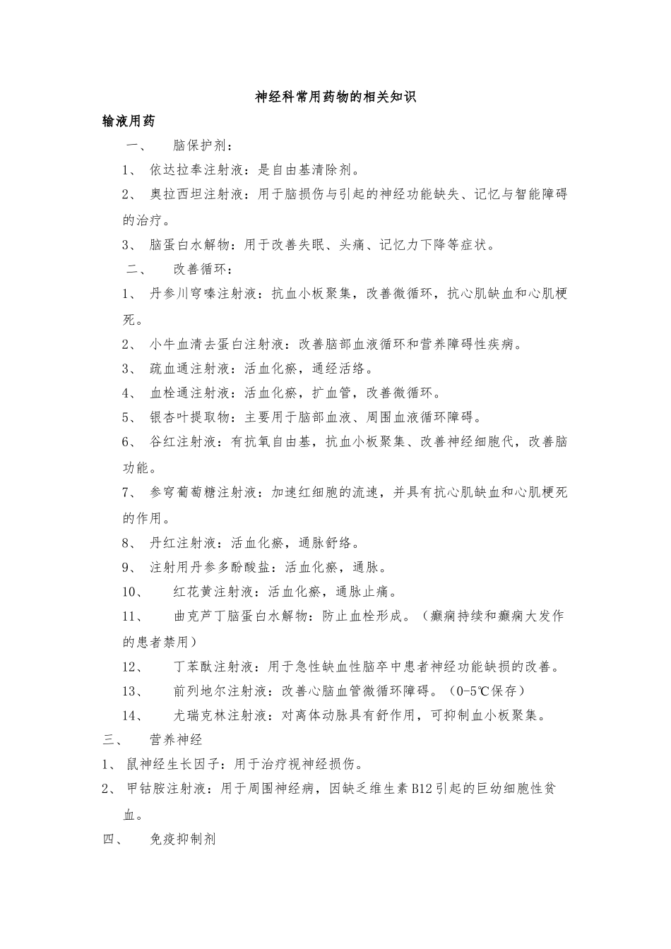 神经内科常用药物的相关知识_第1页