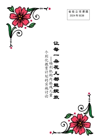 福利机构内孤残儿童个别化教育计划的实施研究