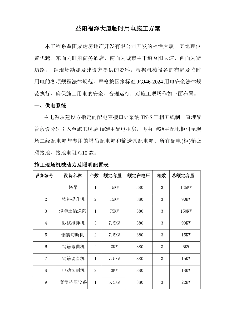 福泽大厦临时用电施工方案_第1页