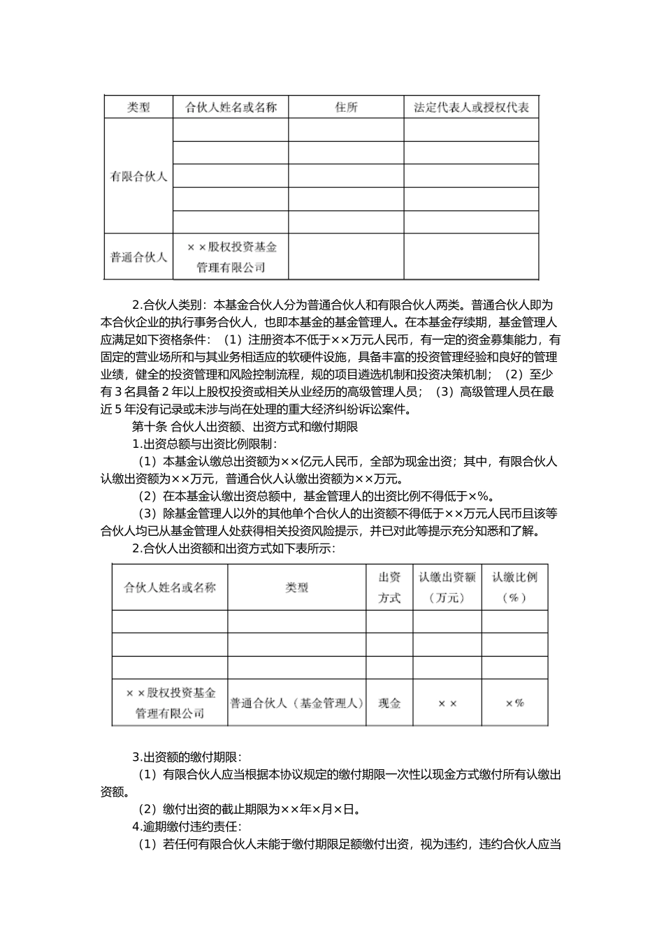 私募股权投资基金有限合伙协议书范本_第3页