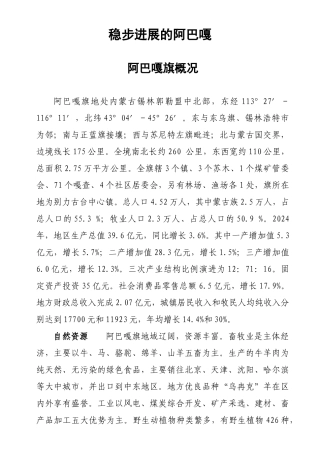 稳步发展的阿巴嘎