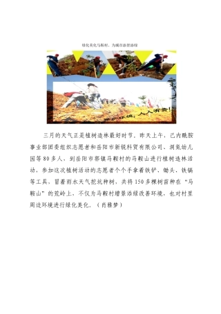 稿件绿化美化马鞍村为城市添景添绿