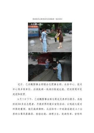 稿件我部组织志愿者清扫沿洞庭湖一线风景区