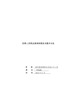 空乘人员职业素质的现状与提升研究毕业论文