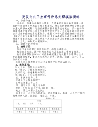突发公共卫生事件应急处理模拟演练