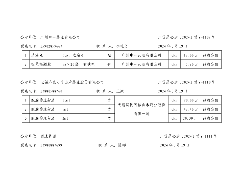 第1期专刊（中成药）-四川省物价局_第1页