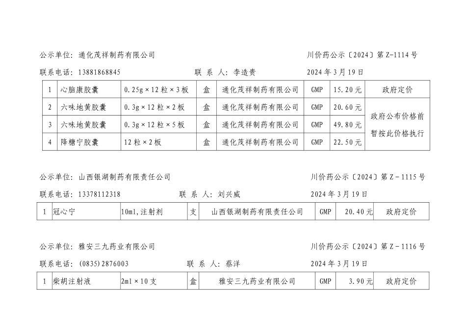 第1期专刊（中成药）-四川省物价局_第3页