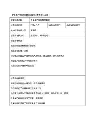 管理制度执行检查记录表参考