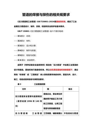 管道的焊接与探伤的相关规范要求内容