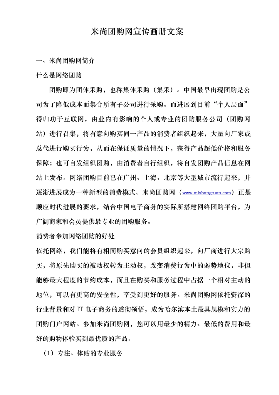 米尚团购网宣传画册文案_第1页