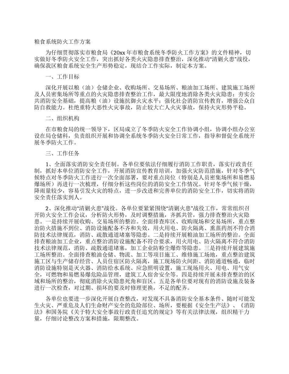 粮食系统防火工作方案_第1页