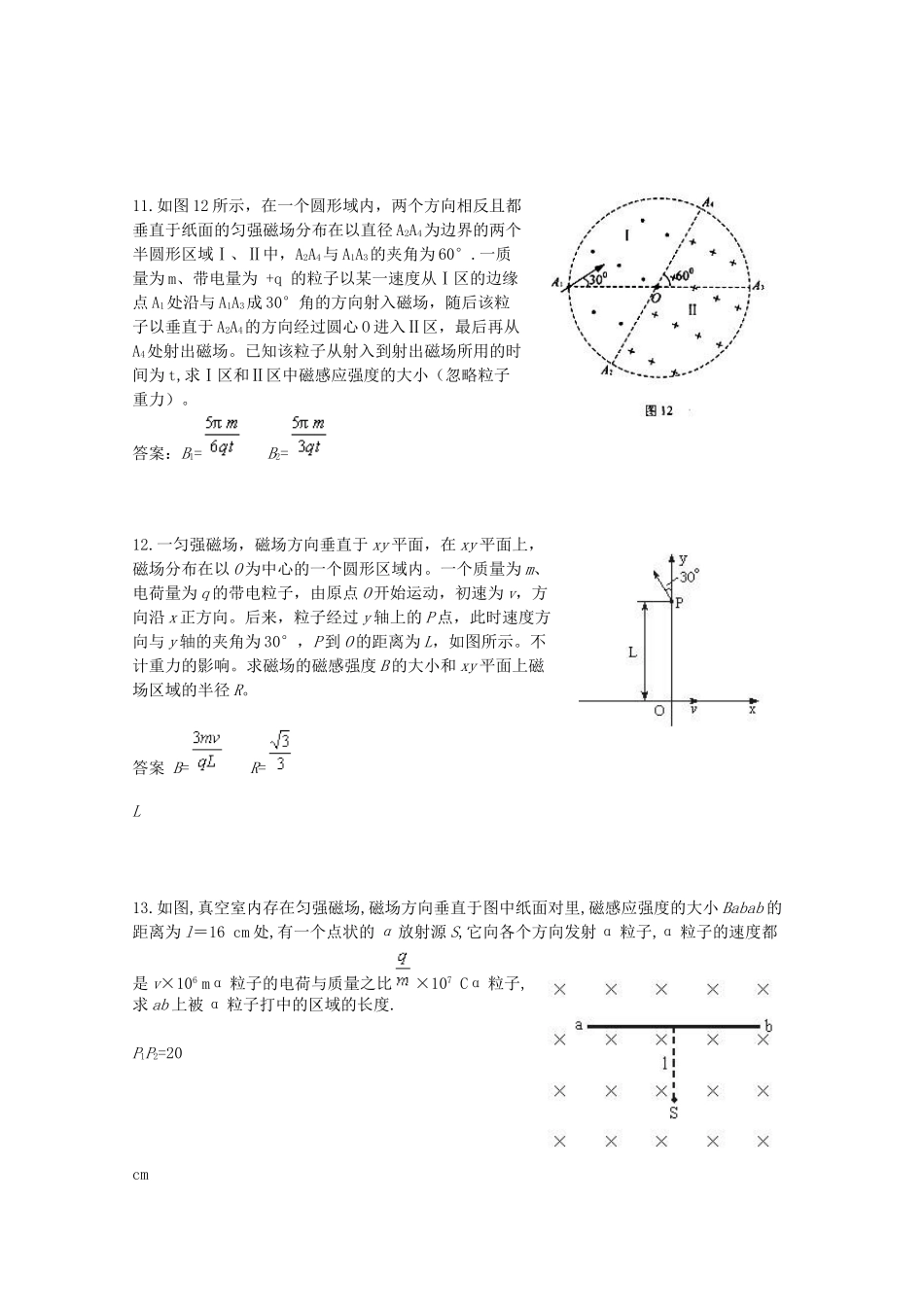 精练十二带电粒子在磁场中的运动_第3页