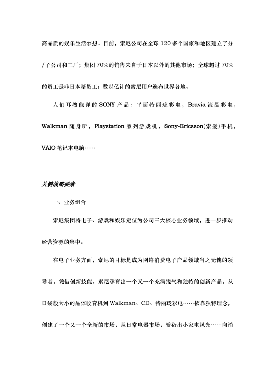 索尼公司发展战略分析报告_第2页