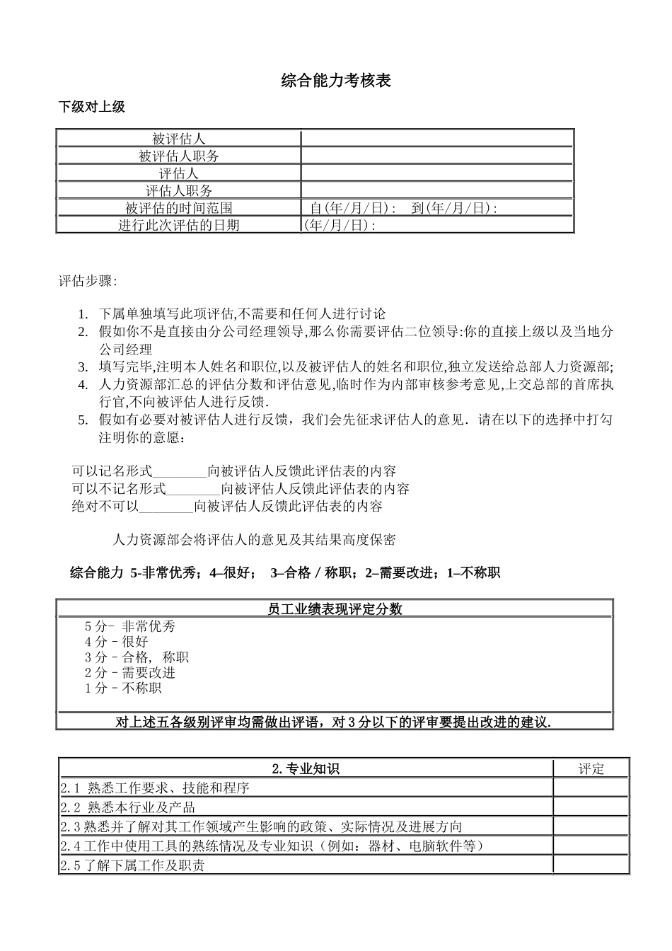 綜合能力考核表_第1页