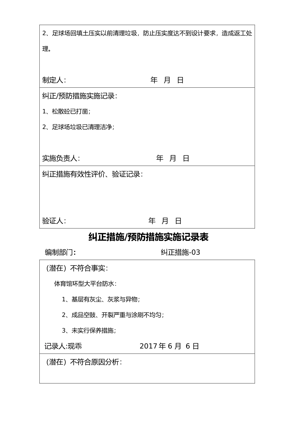 纠正措施、预防措施实施记录表_第3页