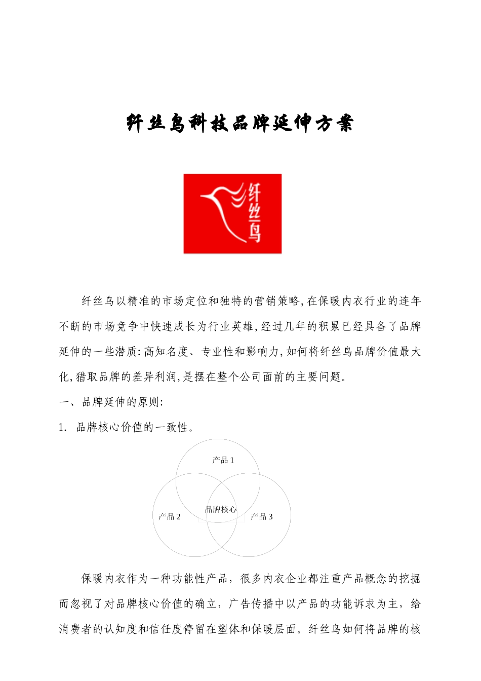 纤丝鸟科技品牌延伸策略_第1页
