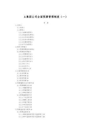 经典某集团公司全面预算管理制度
