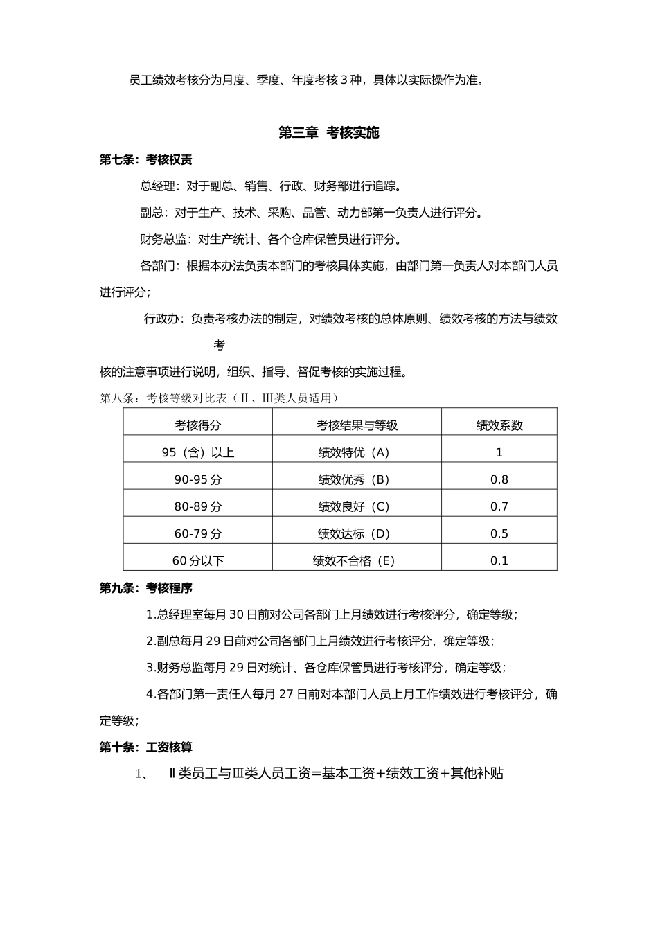 绩效考核管理办法生产型企业资料全_第3页