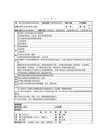 综合办岗位说明书大全5