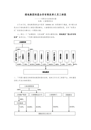 绿地集团的混合所有制改革之员工持股