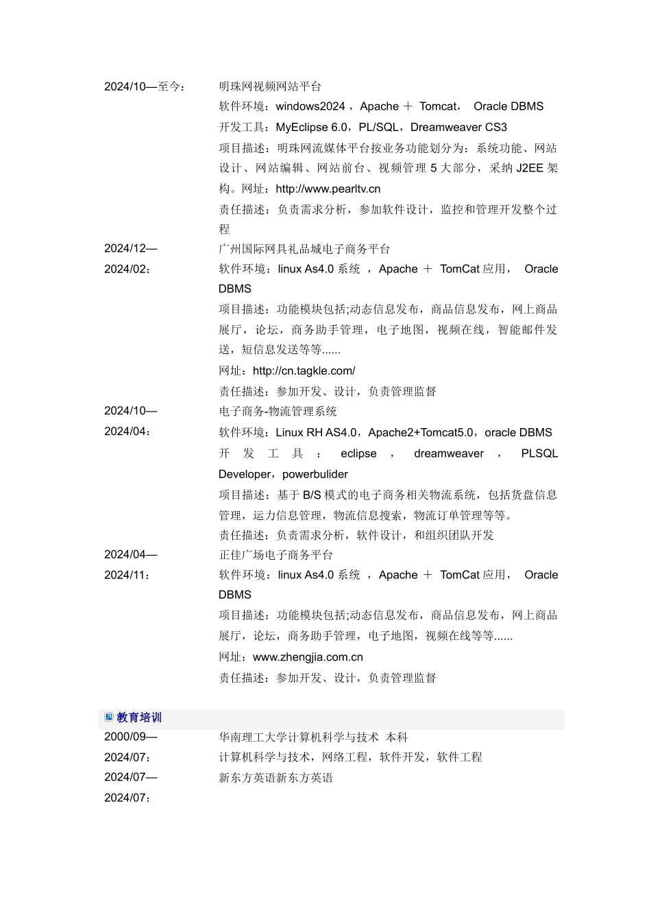 网站信息技术经理简历模板_第2页